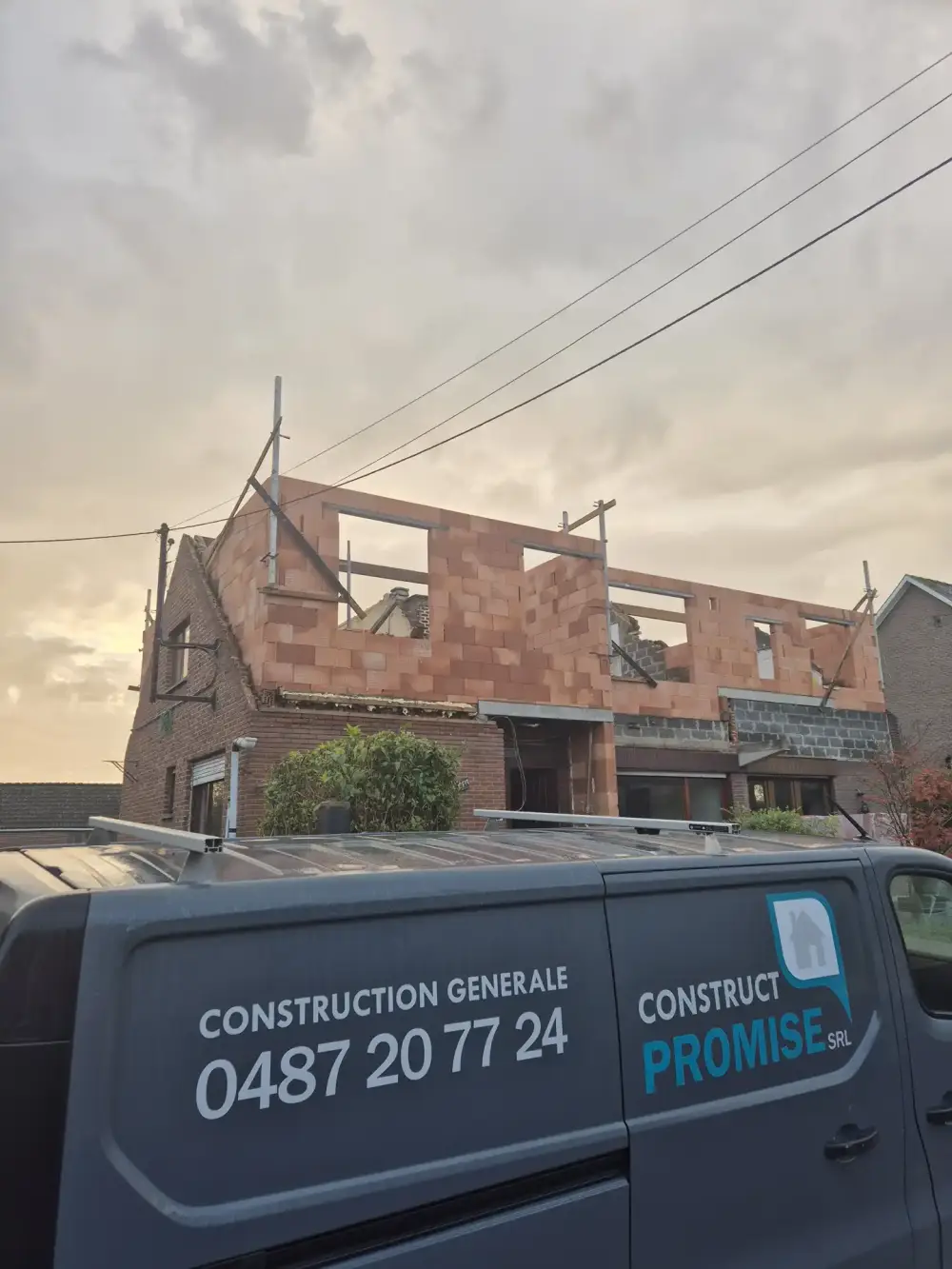 Construction d’extension de maison réalisée par Promise Construct à Fléron